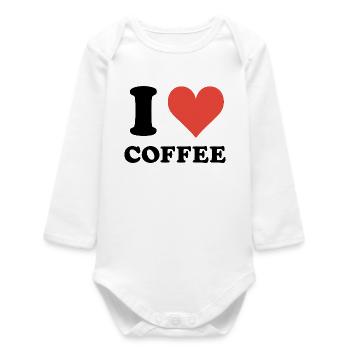 Citation sur J’aime le café - Body bébé manches longues biologique - blanc - Devant