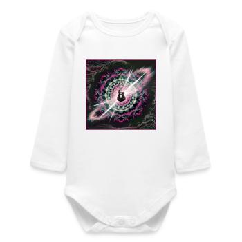 Neon Cosmic Guitar Explosion - Baby Organic Langarmbody - Weiß - Vorne