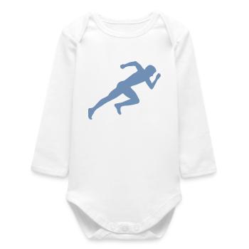 Minimalistisch Silhouette Sprinter Sprinten Rennen - Baby Organic Langarmbody - Weiß - Vorne