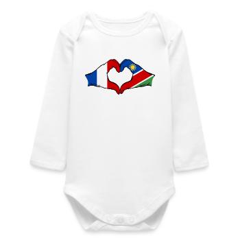 Drapeau France Namibie Coeur - Body bébé manches longues biologique - blanc - Devant