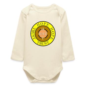 Hope and Trust Emblem - Baby Organic Long-Sleeved Bodysuit - soft Ecru - Front