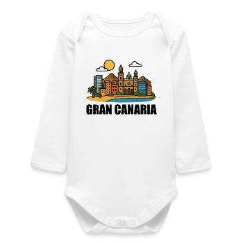 Colorful cityscape of Gran Canaria - Baby Organic Long-Sleeved Bodysuit - white - Front