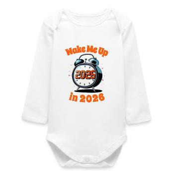 Réveil rétro vintage pour le Nouvel An 2026 - Body bébé manches longues biologique - blanc - Devant