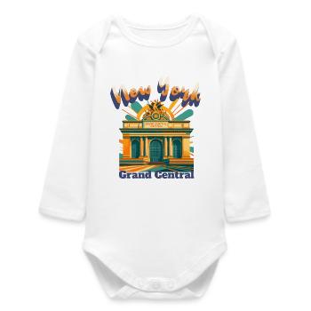 NEW YORK CITY - GRAND CENTRAL STATION Retro Shirt - Baby Organic Langarmbody - Weiß - Vorne