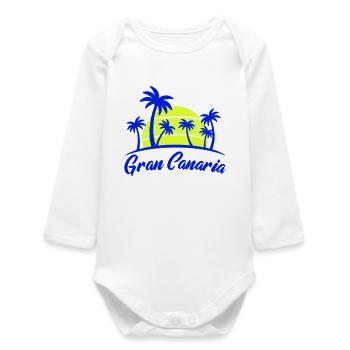 Gran Canaria sunset with palm trees - Baby Organic Long-Sleeved Bodysuit - white - Front