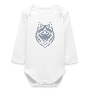 Majestätisches Wolf-Emblem-Design - Baby Organic Langarmbody - Weiß - Vorne