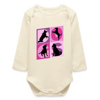 Dogs I Love Dogs Silhouettes Dog Mom Dog Dad - Baby Organic Long-Sleeved Bodysuit - soft Ecru - Front