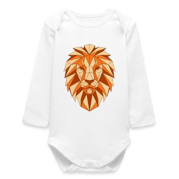 Geometric lion head - Baby Organic Long-Sleeved Bodysuit - white - Front