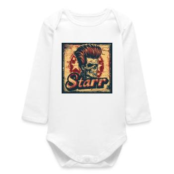 Illustration de skull au style punk rock - Body bébé manches longues biologique - blanc - Devant