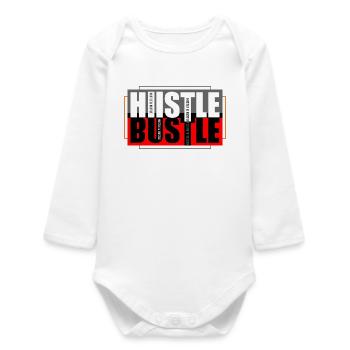 Hustle und Buste Motiv mit Klare Farbkontraste - Baby Organic Langarmbody - Weiß - Vorne