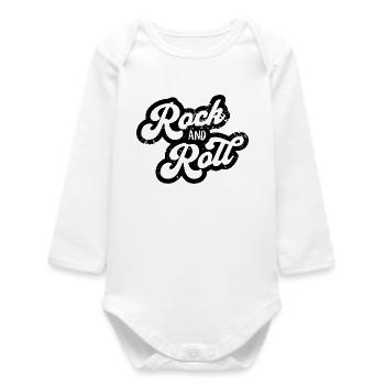 Rock and Roll Typography Design - Baby Organic Long-Sleeved Bodysuit - white - Front
