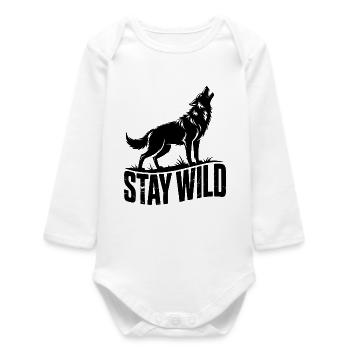 Stay Wild Wolf - Baby Organic Long-Sleeved Bodysuit - white - Front