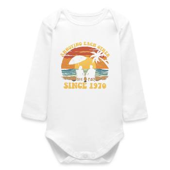 Anniversary of mutual harassment since 1970 - Baby Organic Long-Sleeved Bodysuit - white - Front