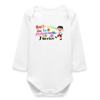 Achtung Kindergarten T-Shirt Kind zurück in die Schule - Baby Organic Langarmbody - Weiß - Vorne