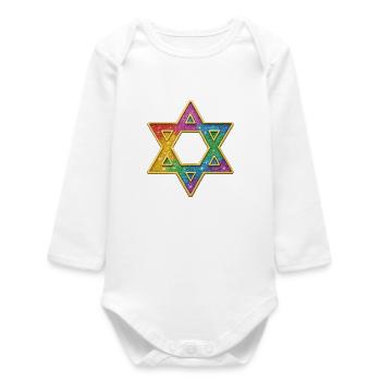 Rainbow Star Decor - Baby Organic Long-Sleeved Bodysuit - white - Front