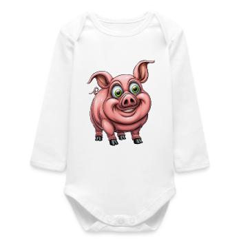 drôle de cochon rose :) - Body bébé manches longues biologique - blanc - Devant