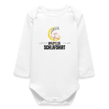 Niedliche Häschen auf Mond mit Sternen - Baby Organic Langarmbody - Weiß - Vorne