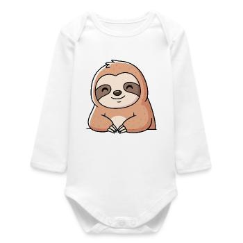 Dessin de paresseux mignon - Body bébé manches longues biologique - blanc - Devant
