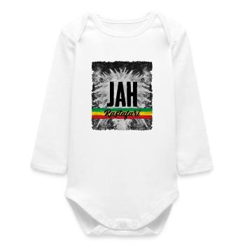 JAH Symbole Rastafari avec Ruban - Body bébé manches longues biologique - blanc - Devant