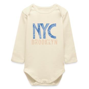 NYC Brooklyn – Style urbain - Body bébé manches longues biologique - écru doux - Devant