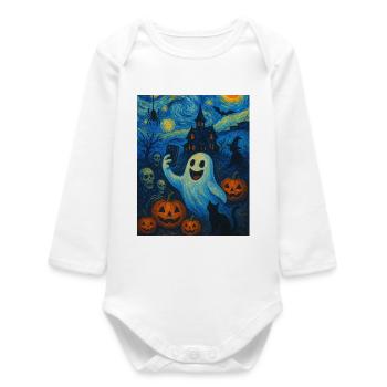Fantaisie Halloween Van Gogh - Body bébé manches longues biologique - blanc - Devant