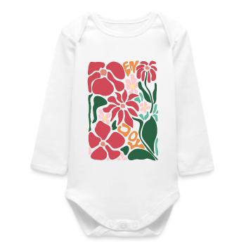 Gute Laune Blumen - rot - Baby Organic Langarmbody - Weiß - Vorne