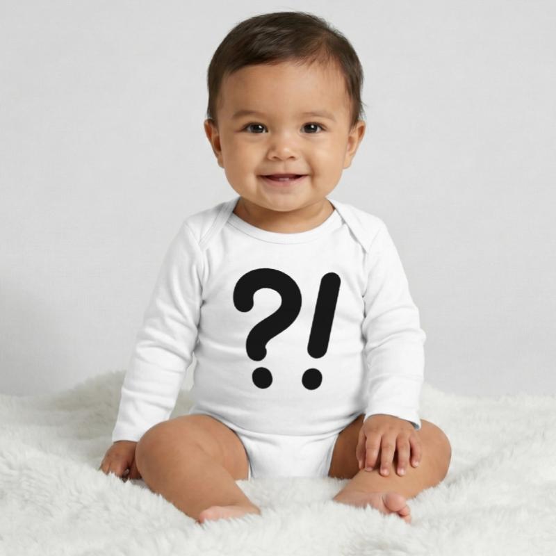 Points d’interrogation et points d’exclamation Body bébé manches longues biologique