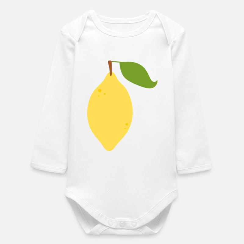 Modern Lemon Citrus Pattern Design - Baby Organic Long-Sleeved Bodysuit - white