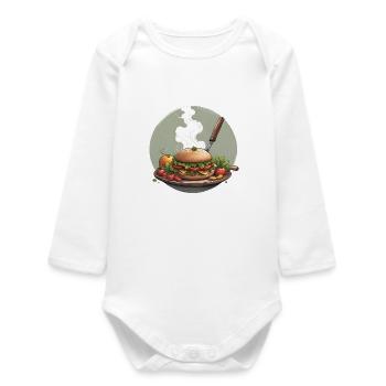 Hearty vegetable burger with fresh ingredients - Baby Organic Long-Sleeved Bodysuit - white - Front
