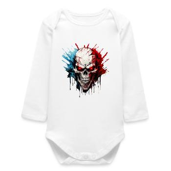 Totenkopf Totenschädel Skelett Motorrad Biker Gang - Baby Organic Langarmbody - Weiß - Vorne