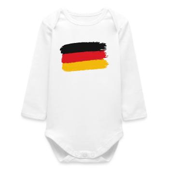 Germany Flag Brushstroke - Baby Organic Long-Sleeved Bodysuit - white - Front