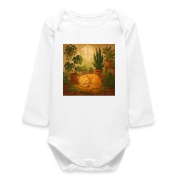 Gemütliche Katzenruhe in Pflanzenoase - Baby Organic Long-Sleeved Bodysuit - white - Front