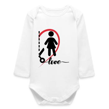 Eine Frau mit einem Herz und der Aufschrift rechte Hälfte - Baby Organic Langarmbody - Weiß - Vorne