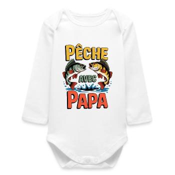 Parental Fishkeeping - Fishing with Dad - Baby Organic Long-Sleeved Bodysuit - white - Front