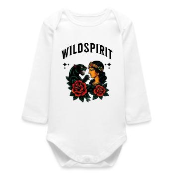 Evocative Feminine and Feline Tattoo - Baby Organic Long-Sleeved Bodysuit - white - Front