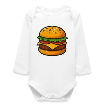 Tasteful hamburger illustration - Baby Organic Long-Sleeved Bodysuit - white - Front