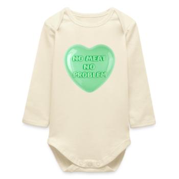 No Meat No Problem Pastel Heart Design - Baby Organic Long-Sleeved Bodysuit - soft Ecru - Front