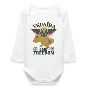 Ukraine Wings of Freedom 1991 - Baby Organic Long-Sleeved Bodysuit - white - Front