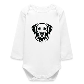 Dessin au trait du visage des chiens - Body bébé manches longues biologique - blanc - Devant