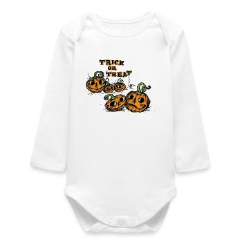  Halloween Süßes oder Saures Trick or Treat süss - Baby Organic Langarmbody - Weiß - Vorne