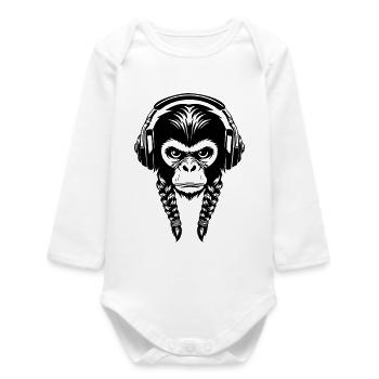 Groove Monkey Head Bassline Rhythm Edition Shirt - Baby Organic Long-Sleeved Bodysuit - white - Front