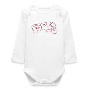 Red Graffiti Bubble Paris Lettering - Baby Organic Long-Sleeved Bodysuit - white - Front