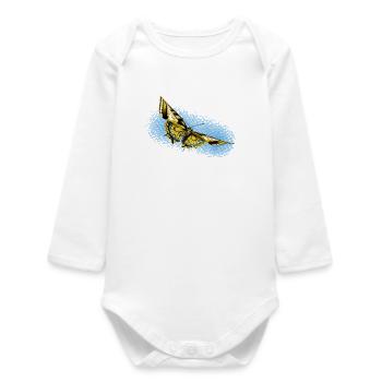 Papillon jaune Accent bleu - Body bébé manches longues biologique - blanc - Devant