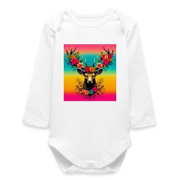 Deer - Baby Organic Long-Sleeved Bodysuit - white - Front