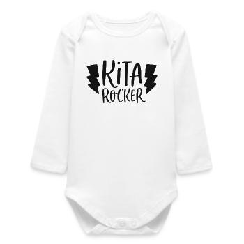 Kita Rocker first daycare day gift boy - Baby Organic Long-Sleeved Bodysuit - white - Front