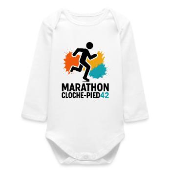 Marathon à cloche-pied ! 42km d'aventure ! - Body bébé manches longues biologique - blanc - Devant