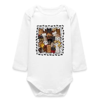 Cats V1COLOR - Baby Organic Long-Sleeved Bodysuit - white - Front