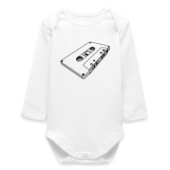 Cassette Oblique Retro – Music Mixtape Design - Body bébé manches longues biologique - blanc - Devant