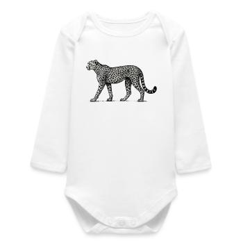 Motif léopard noir et blanc - Body bébé manches longues biologique - blanc - Devant