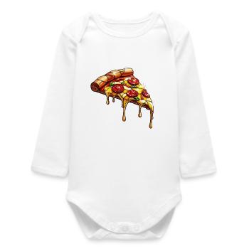 Shiny salami pizza with basil - Baby Organic Long-Sleeved Bodysuit - white - Front